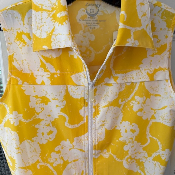 Zenergy by Chico Vest Women's Size 0 Bright Yellow Floral Full Zip - Picture 3 of 14